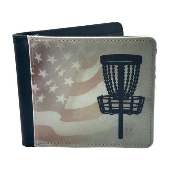 Disc Golf AMERICAN FLAG BASKET Sublimated Design Bi-Fold Wallet Disgolfer Gift - Picture 6 of 7